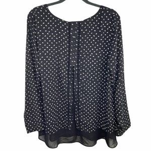 NWT Molly Bracken Polka Dot Sheer Lined Blouse Star Ladies Woven Tunic Top Sz XL